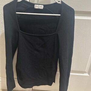 Aritzia Black Sculpt Knit Ribbed Long Sleeve Top